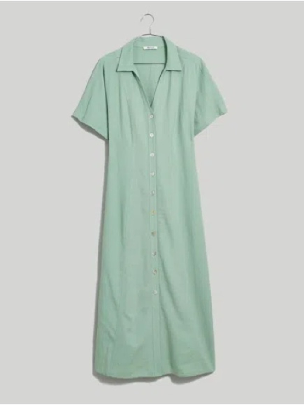 NWT Madewell Short-sleeve Button-front Midi Shirtdress In Pistachio Size 2